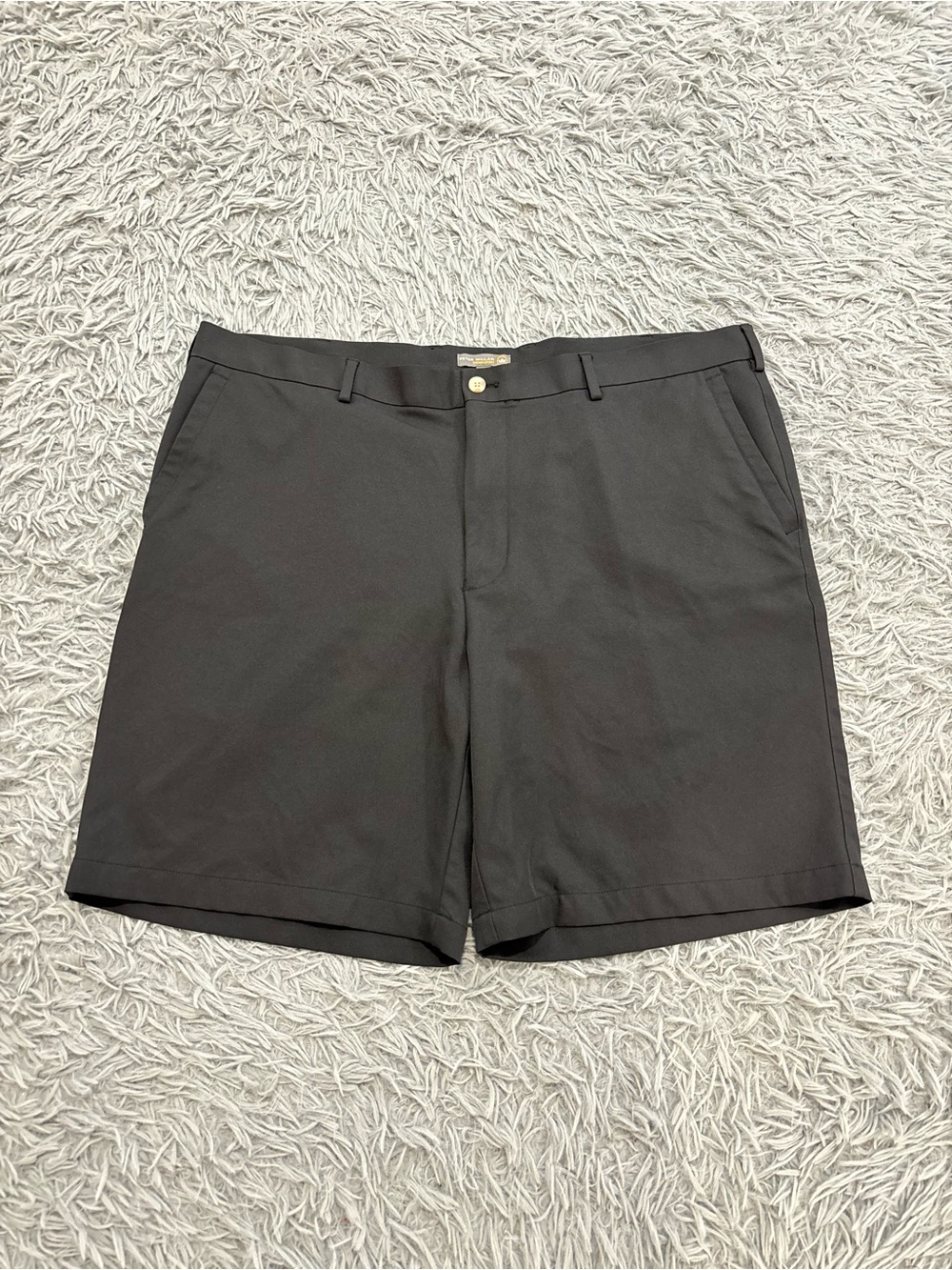 Peter Millar Crown Sport Men Black Chino Classic Shorts Size 42 Golf Performance